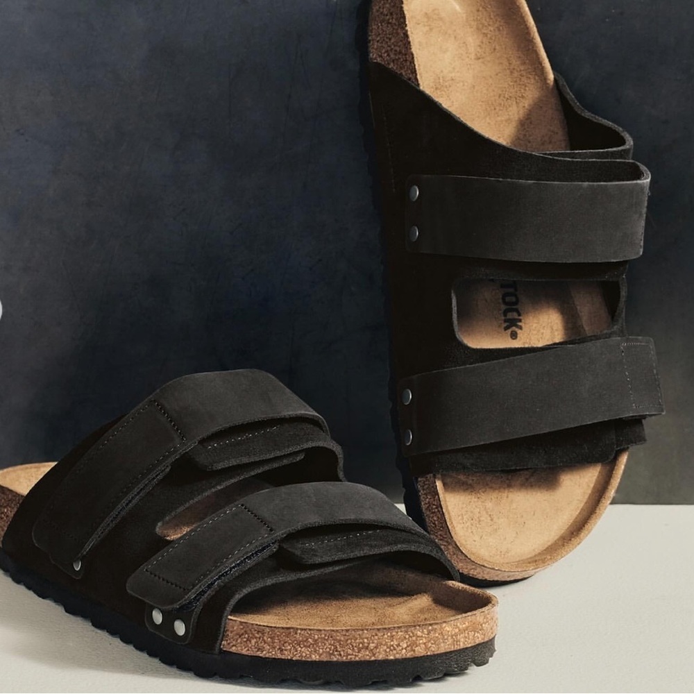 Birkenstock Men's Black Suede Double-Strap Sandals